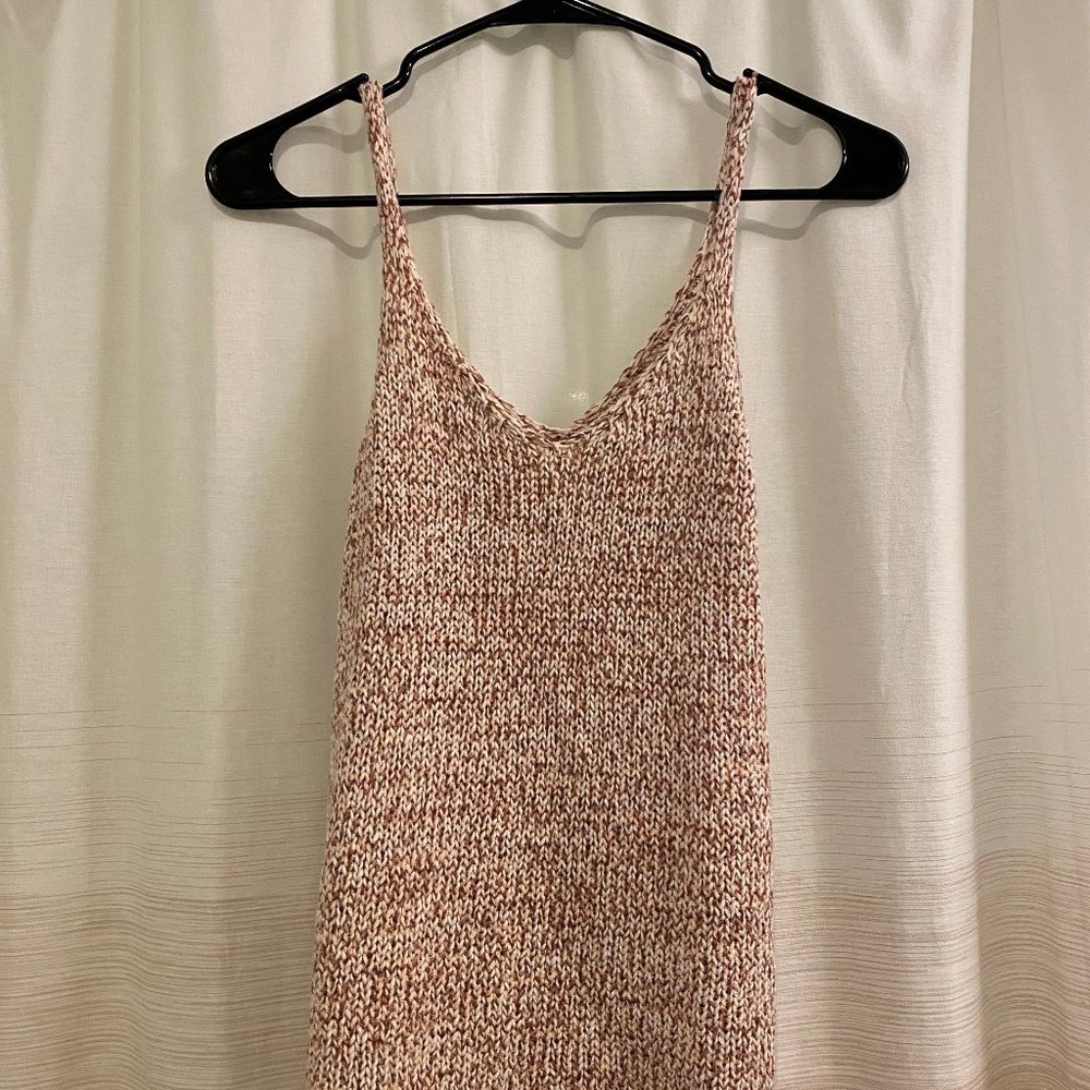 Knitted Pink and White Tank Top. S.